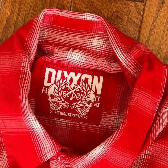 DIXXON Red and White Plaid Men's Shirt - Picture 2 of 3